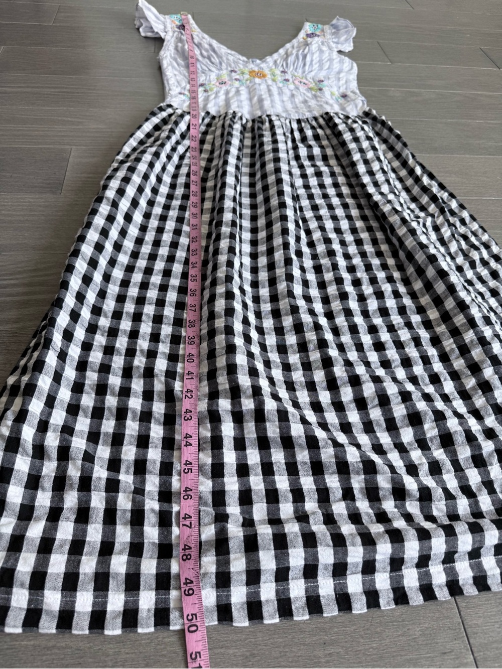 Tach Ilena Cloqué Gingham Embroidered Milkmaid Boho Cottagecore Dress L - Picture 15 of 16